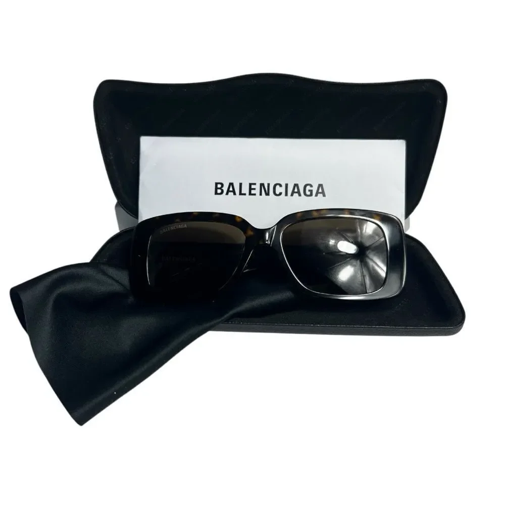 NWOT Balenciaga BB0048S Havana Tortoise Shell Rectangle Square Sunglasses - Picture 9 of 9
